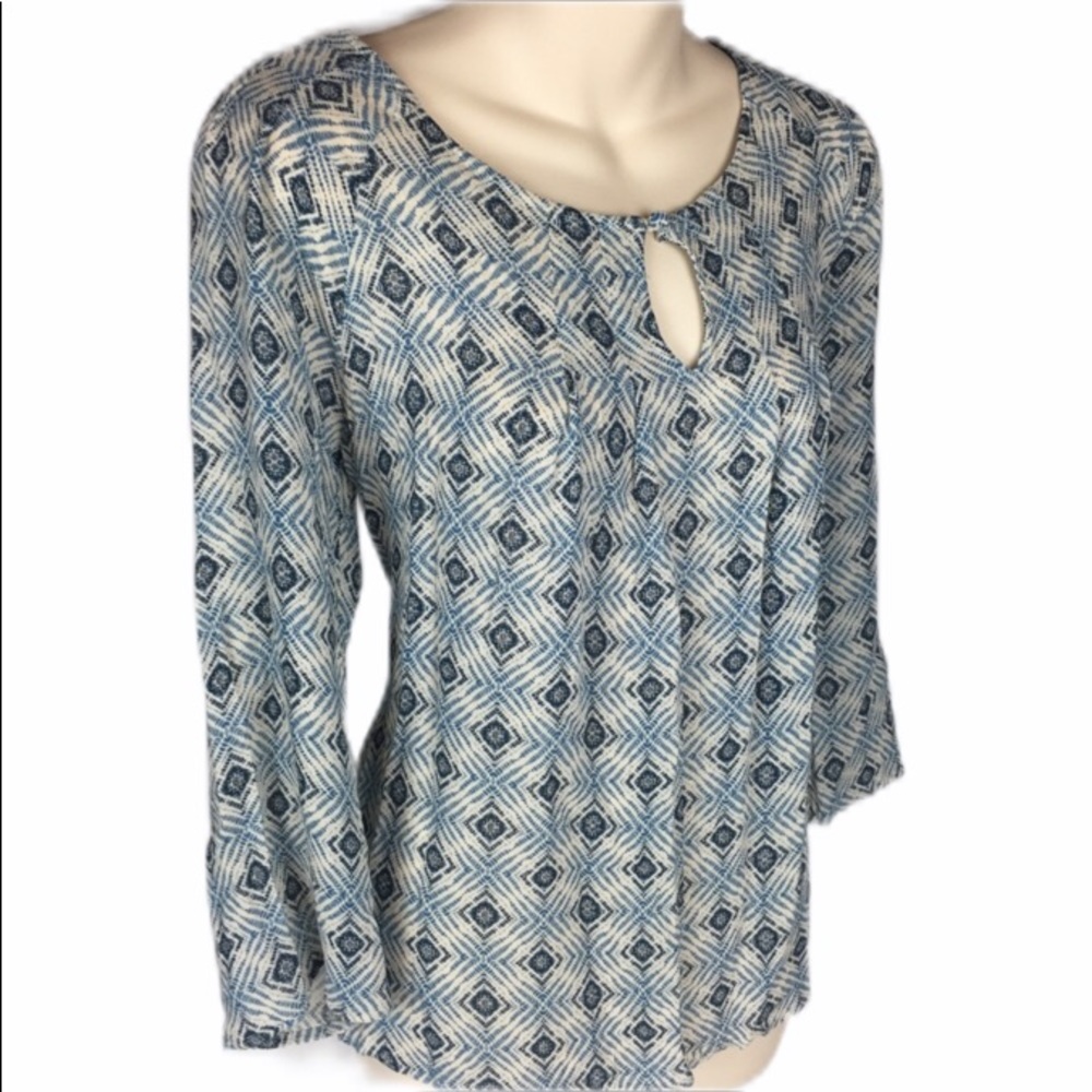 LUCKY BRAND Women’s Blue Print Top EUC M
